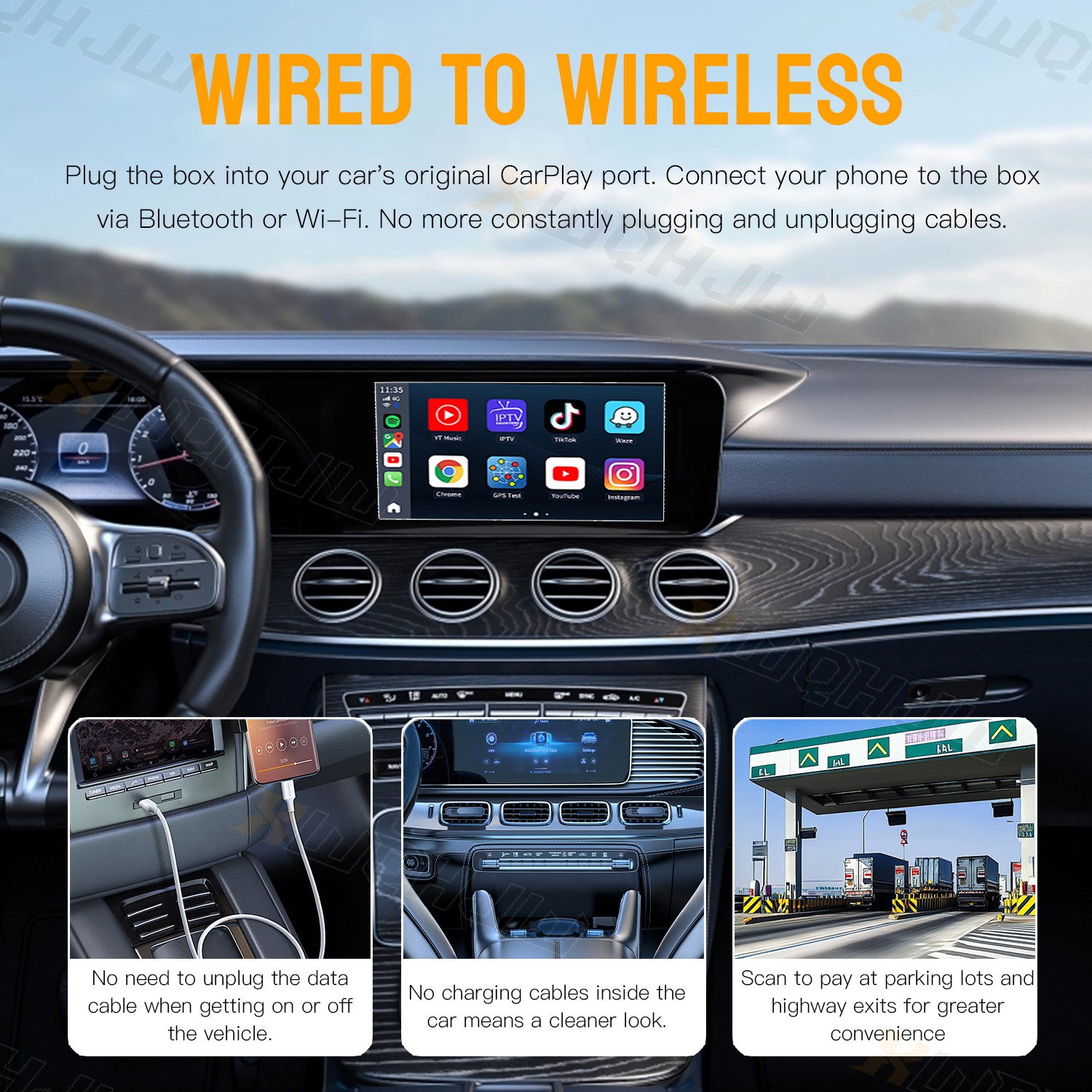 Wireless CarPlay Adapter Plug & Play Fast Connection Low Latency USB Dongle