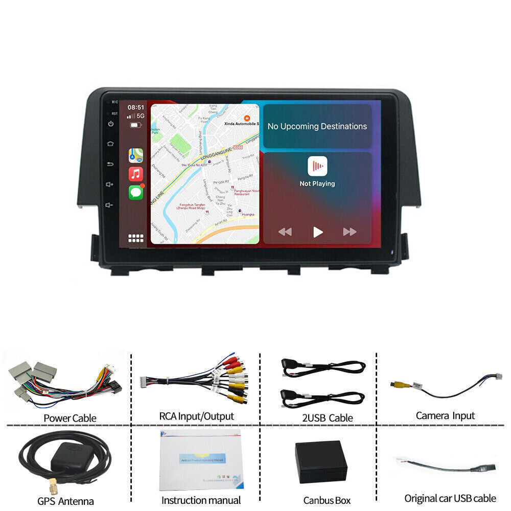 64GB Apple Carplay Fit Honda Civic 2016-2021 Android 15 Car Stereo Radio Gps BT