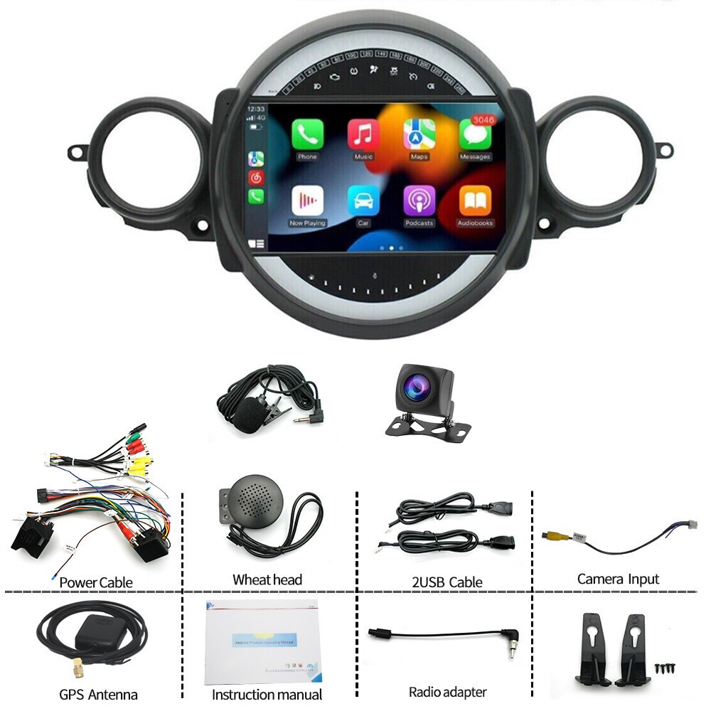 For 2007-2014 BMW Mini Cooper R56 R60 9″ Apple Carplay Radio Android 15 GPS AHD