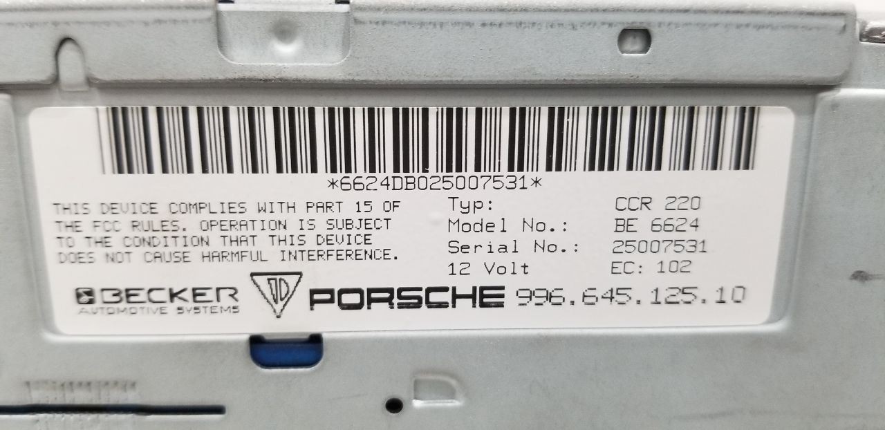 02 PORSCHE 911 996 CR-220 RADIO AUDIO RECEIVER 99664512510