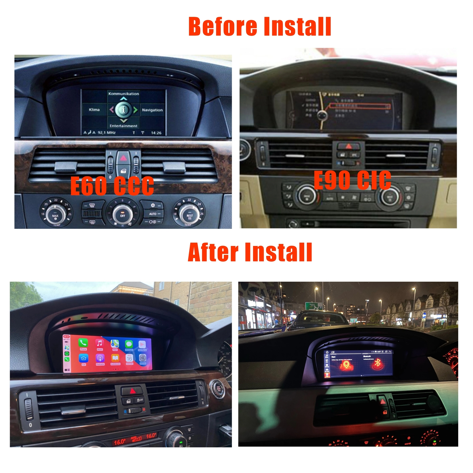 4G LTE Android 14 Car Stereo 8 Core 8+128G GPS Sat Nav For BMW 5 Ser E60 E61 E90 CCC