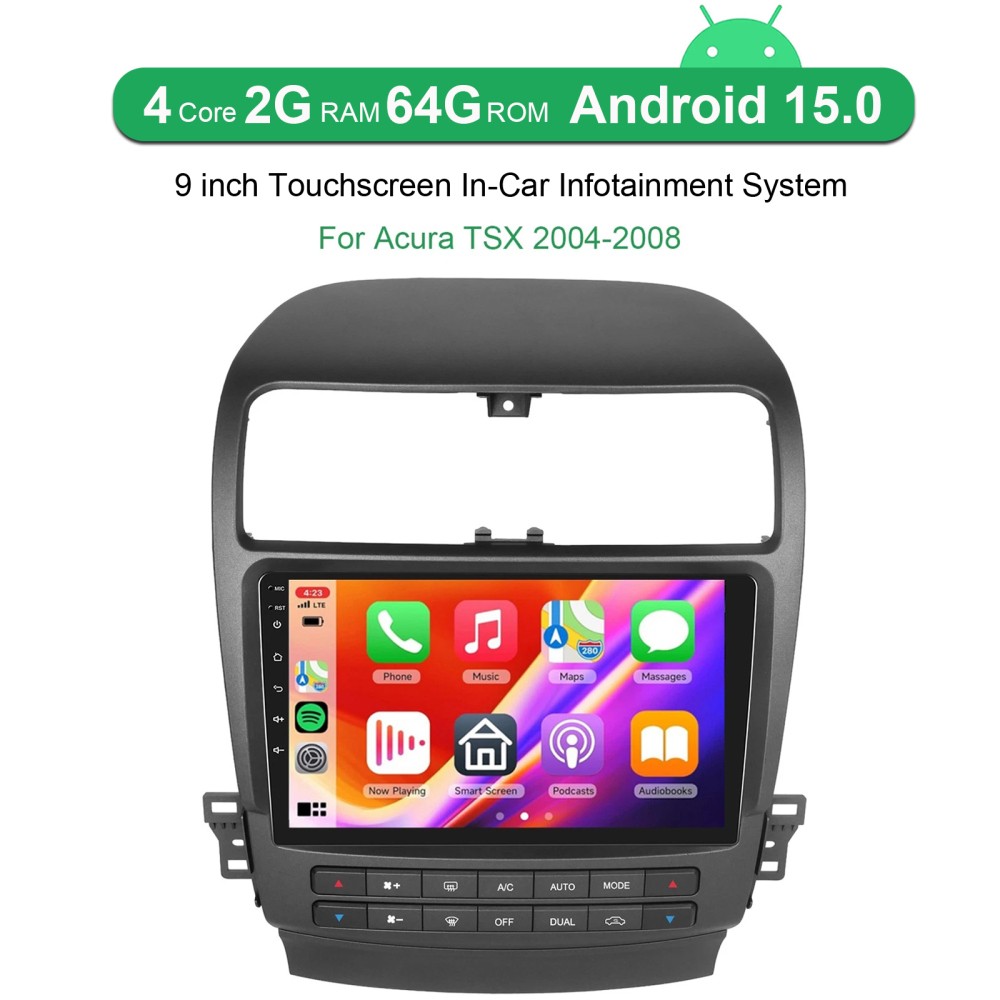 For Acura TSX 2004-2008 Car Stereo Radio Apple Carplay Android 15 GPS Navi WIFI