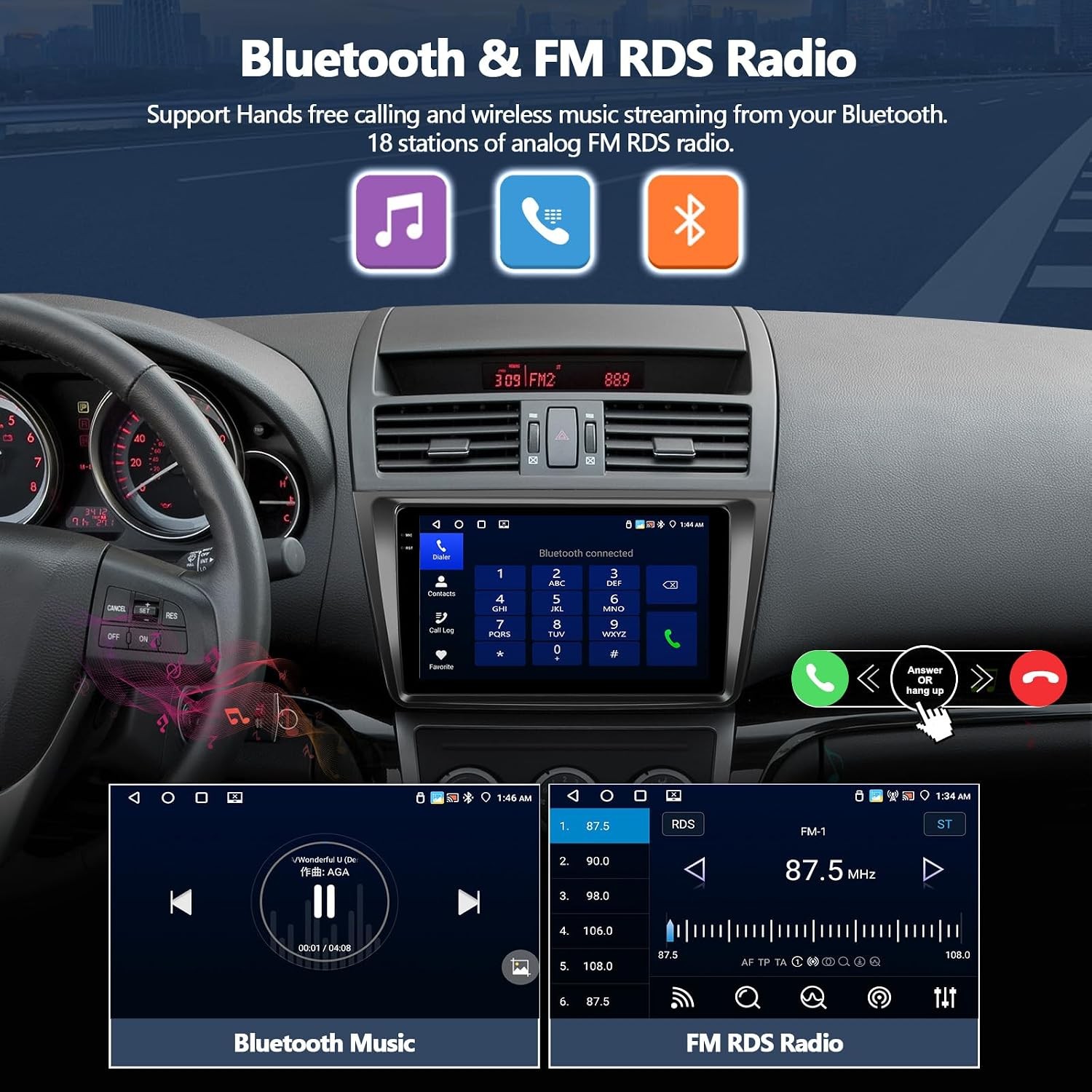 4+64G Head Unit For Mazda 6 2009-2013 Apple Carplay Car Radio Stereo Android 15