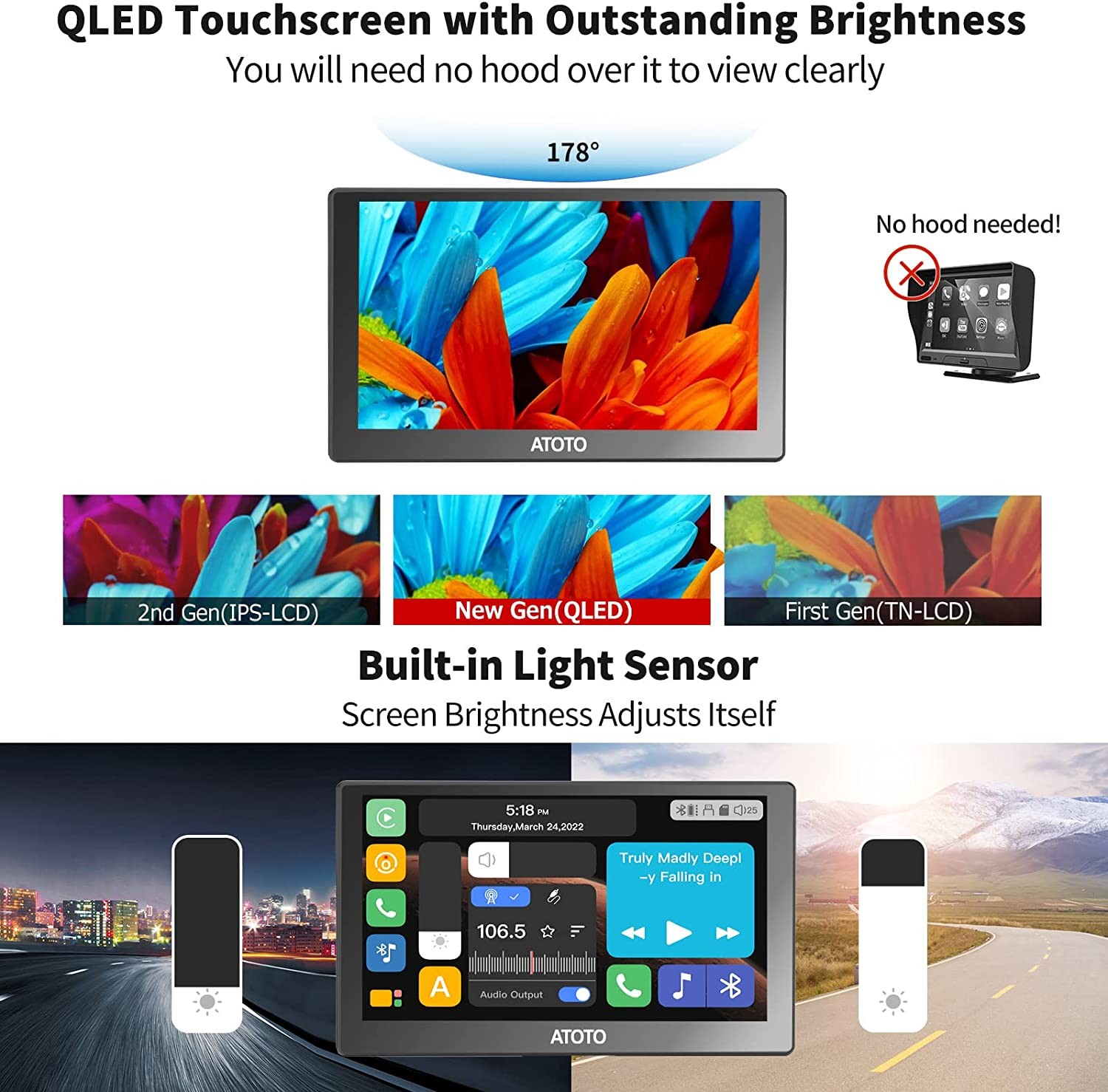 ATOTO 7″ QLED P8 PRO Wireless Apple Carplay Portable Car Stereo Android Auto Cam