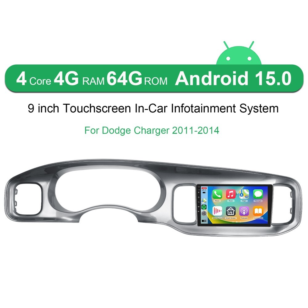 4+64GB Android 15 Car Stereo Radio GPS Navi Carplay For Dodge Charger 2011-2014