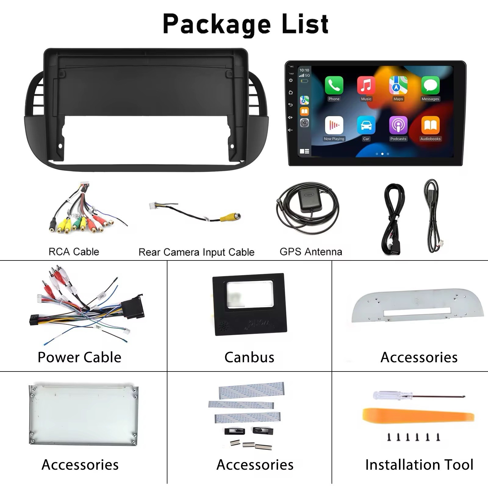 9” Android 15 Carplay Car Stereo For Fiat 500 2007-15 GPS Navi BT RDS USB 4+64GB