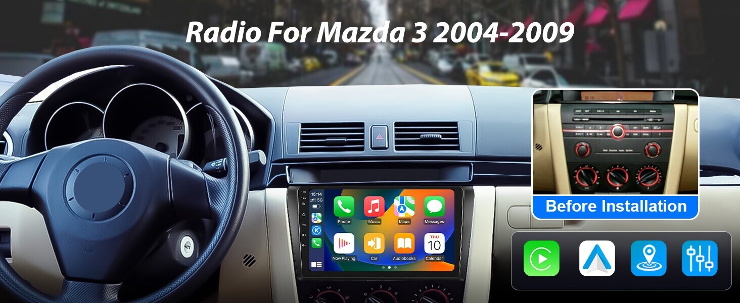 9 inch Car Stereo Video GPS Radio for Mazda 3 2004-2009 +BT Android 13.0 2+32G