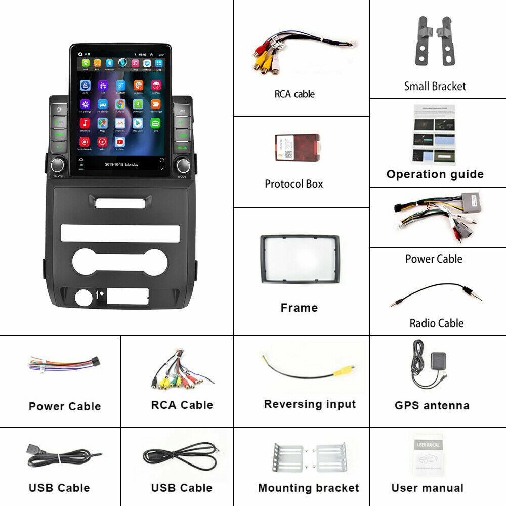 Vertical 9.5″ For 2009-12 Ford F150 F-150 Android 10.1 Car Stereo Radio GPS Wifi