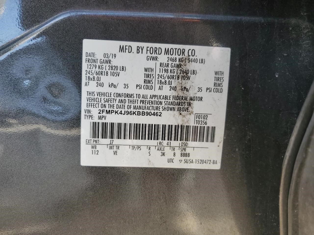 2019- 2020 Ford Edge Audio Equipment Radio Control Panel 8.0″ Screen Openin
