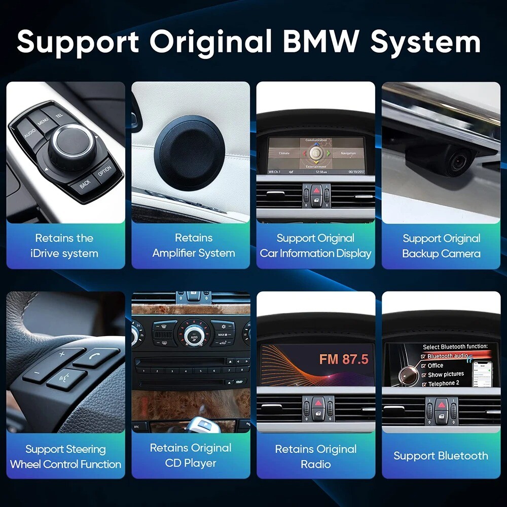 4G LTE Android 14 Car Stereo 8 Core 8+128G GPS Sat Nav For BMW 5 Ser E60 E61 E90 CCC
