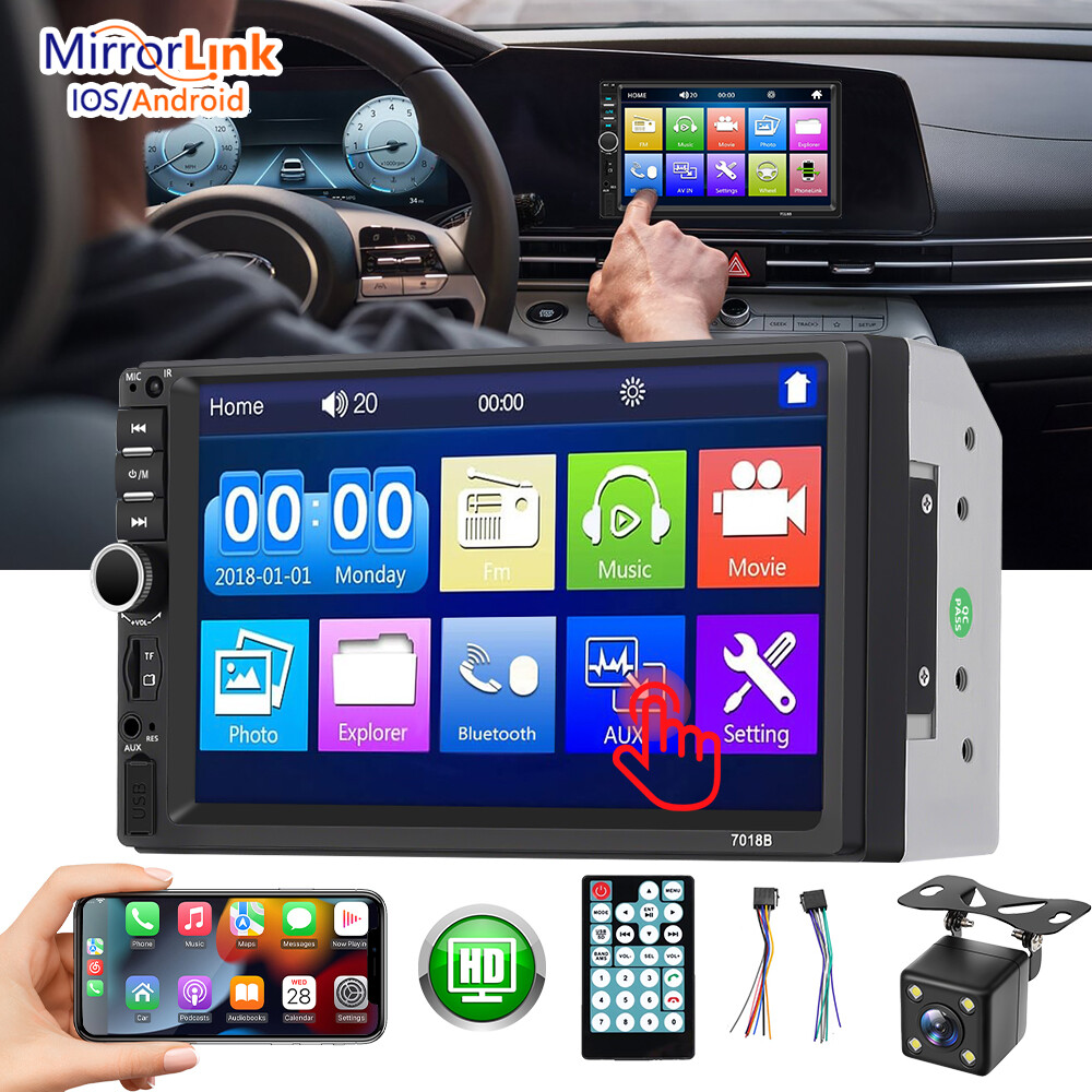 2 Din 7″ Car Stereo Mirrorlink-GPS Bluetooth Radio Car MP5 Player+Rear Camera
