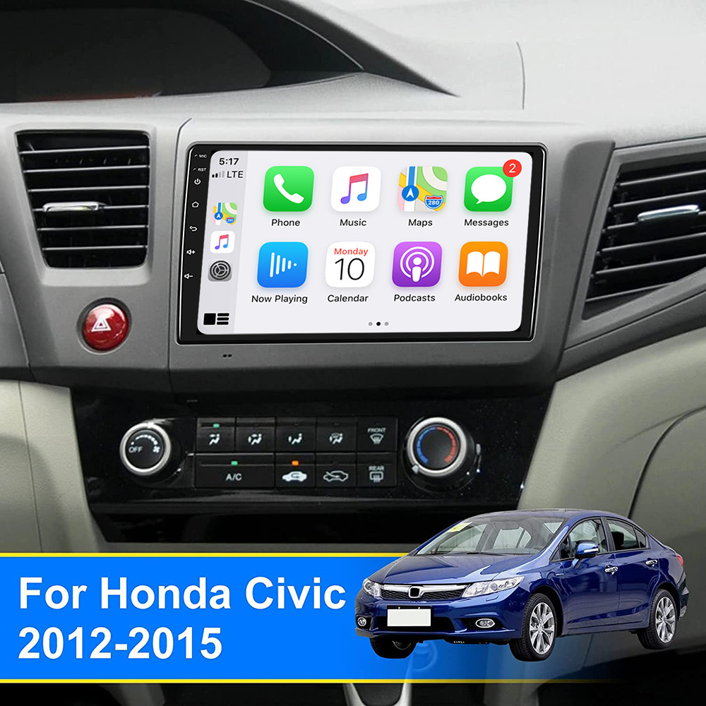 For Honda Civic 2012-2015 Apple CarPlay Android Auto Car Radio Stereo GPS Navi