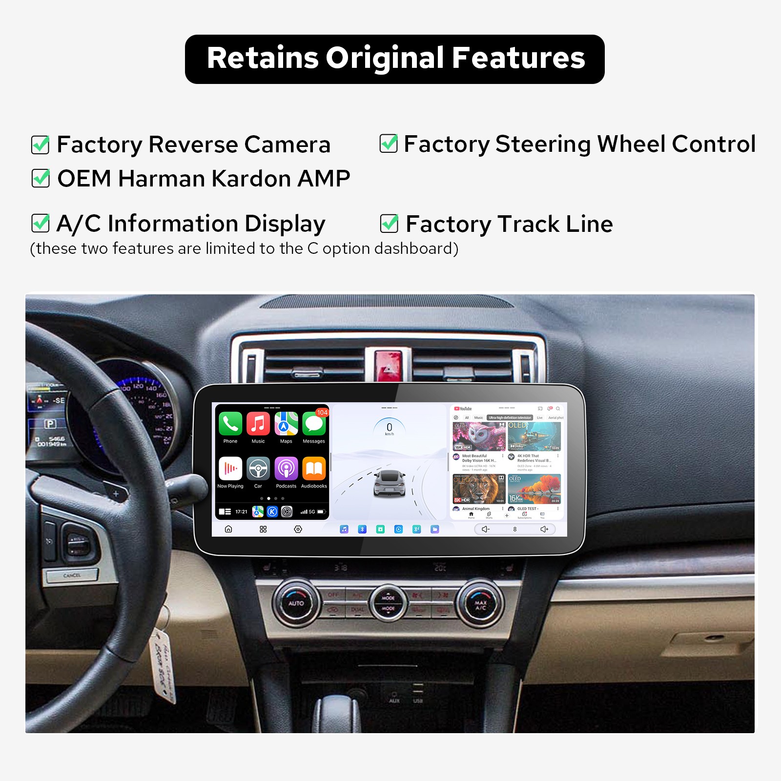 For Subaru Outback Legacy 2015-2018 QLED Car Stereo with 12.3 Inch Touchscreen