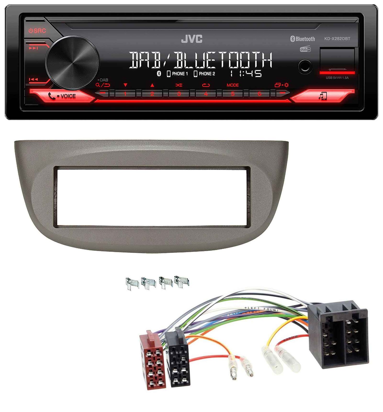 JVC Bluetooth USB DAB MP3 Car Stereo for Renault Twingo 07-12 Beige Grey