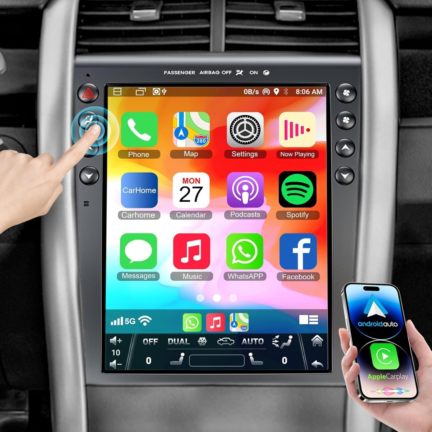 12.1″Android15 WIFI Radio For Ford Edge 2009-2014 GPS Stereo Tesla apple Carplay