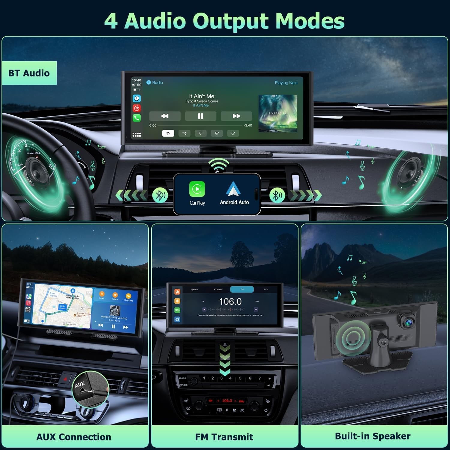 CarPlay Display 10.26 Inch IPS Touch Screen, Android Car Display with 4K Dash Ca