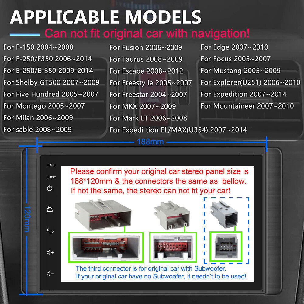 For 2009-2014 Ford E-250 E-350 Apple Carplay Radio Android 13 GPS WIFI W/ Camera