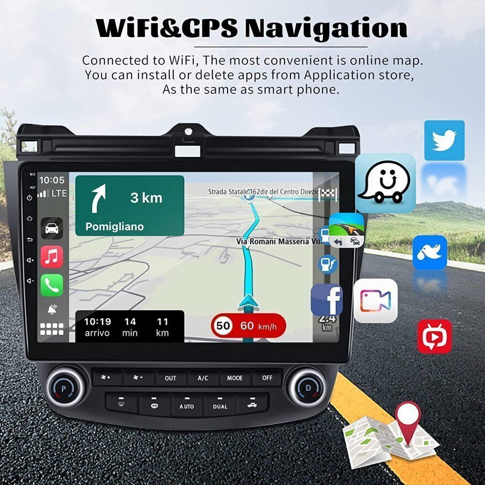 For Honda Accord 7 2003-2007 Apple CarPlay Auto Android 13 Car Radio Stereo Wifi