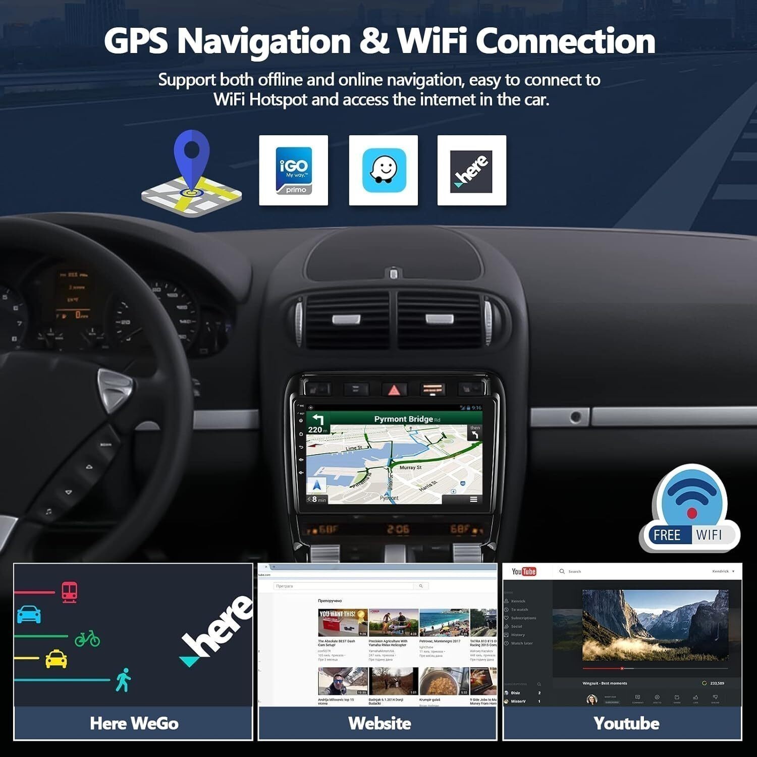 Car Radio Stereo Carplay For Porsche Porsche Cayenne 4+64G 9in FM RDS