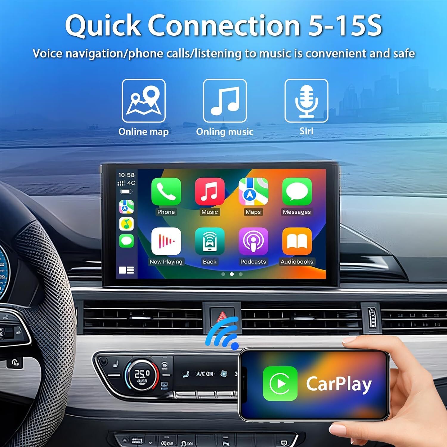 Podofo [Wireless] Carplay Adapter for iPhone,Wireless Adapter for Factory Wired