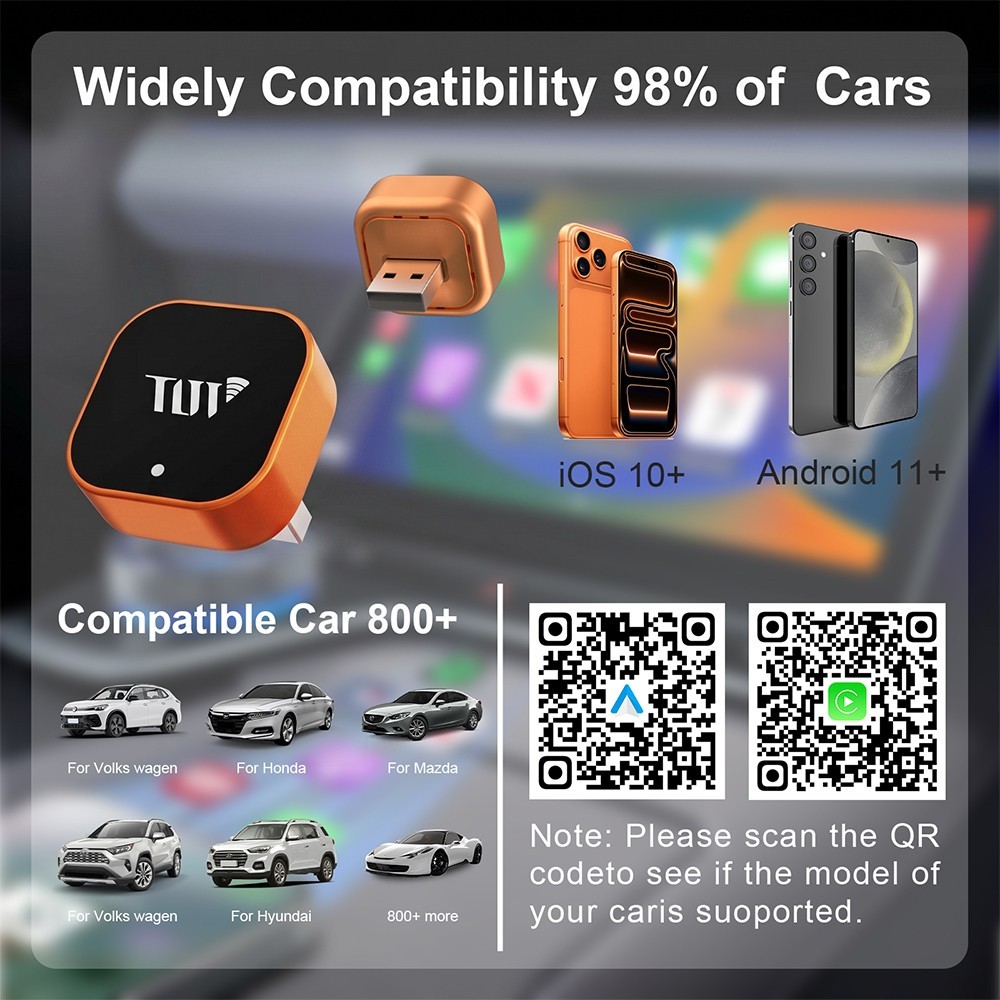 TrolinkTek 2026 2-IN-1 Wireless Carplay & Android Auto USB Adapter Plug & Play
