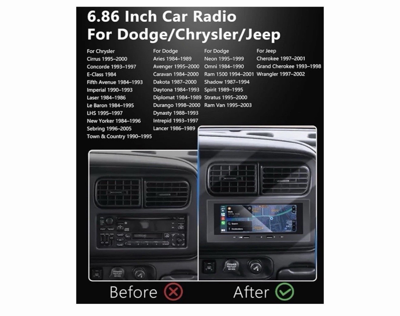 Car Radio [2G+64G] for Dodge Ram 1500 Caravan/Chrysler Town & Country Apple Car