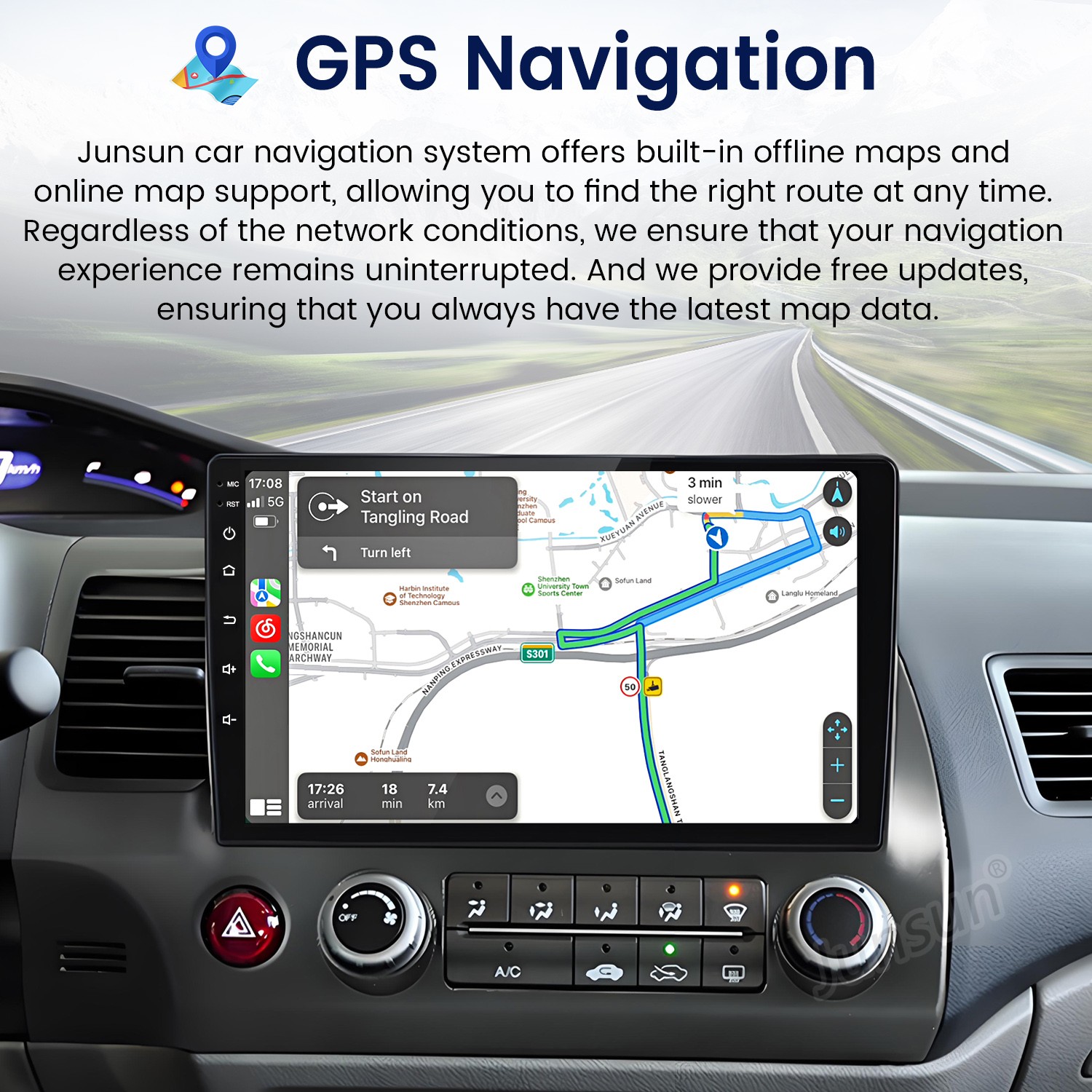 8Core 6+128G Android15 Carplay Car Stereo Radio GPS Navi For Honda Civic 06-2011
