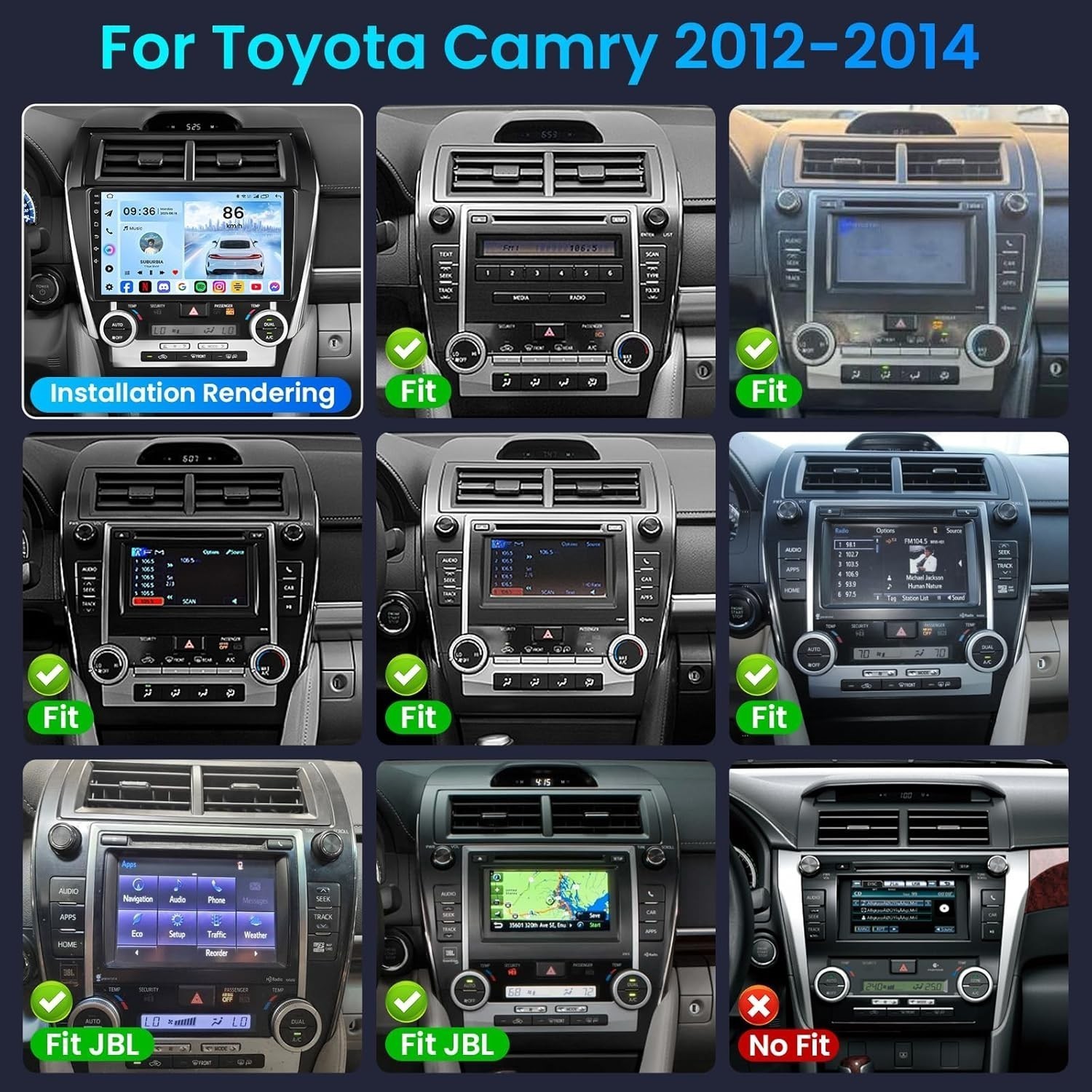 Car Radio Stereo Carplay For 2012-2014 Toyota Camry 4+64G 10in FM RDS