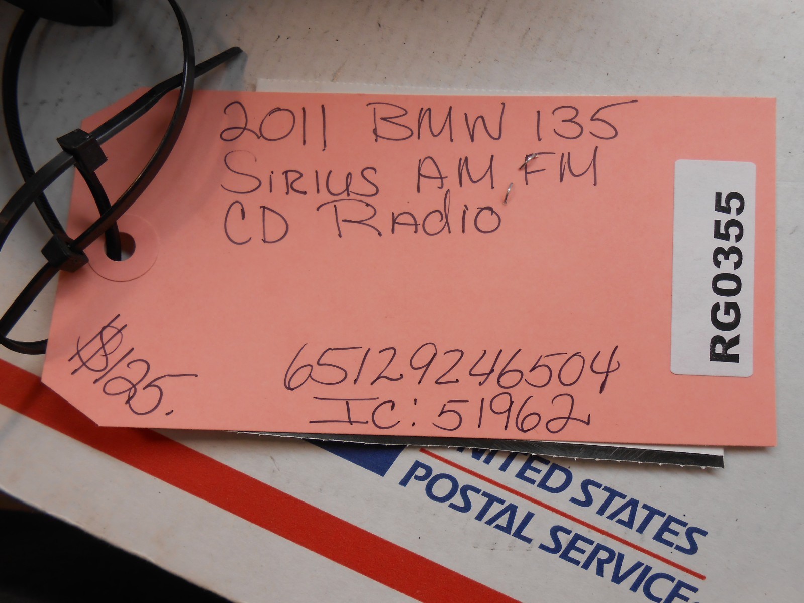 2011 BMW 135 SIRIUS AM/FM CD PLAYER RADIO 65129246504 IC 51962 RG0355