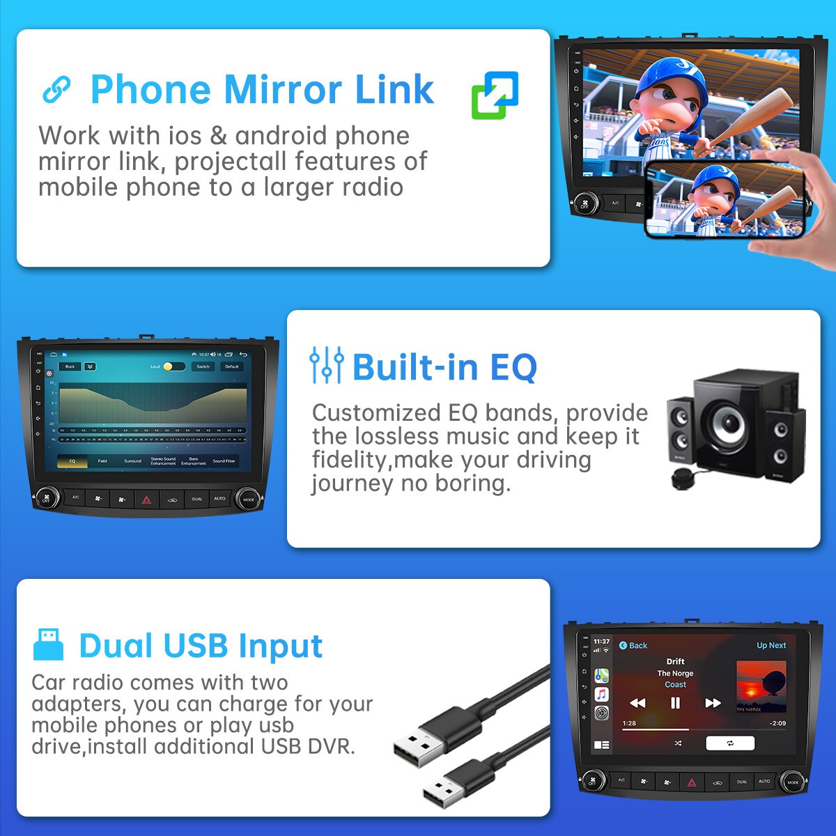 For 2006-2012 Lexus IS250 IS350 Car Radio Stereo Carplay 4+64G 10in SWC WIFI