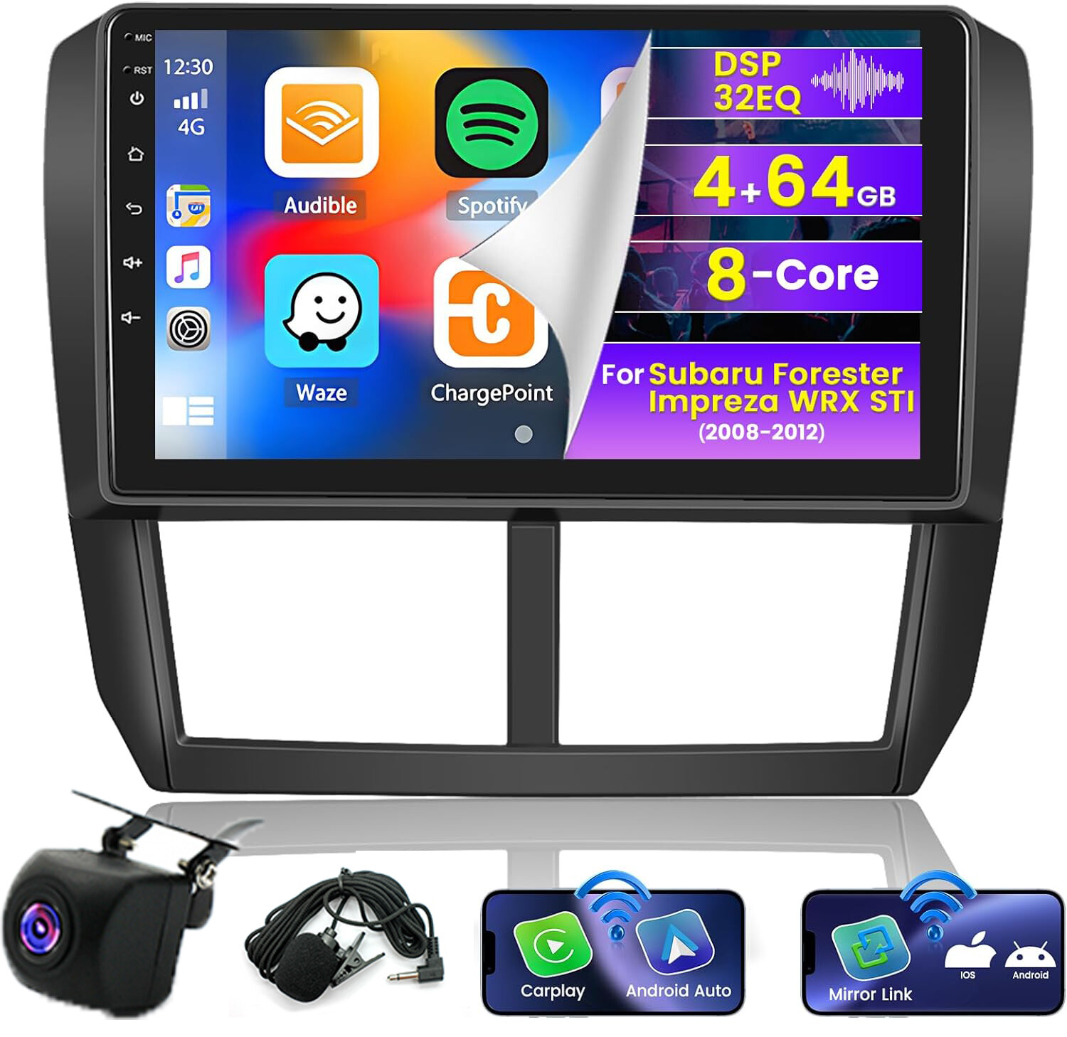 64GB Android 13 Car Stereo Radio Carplay GPS Navi for 2008-2012 Subaru Forester