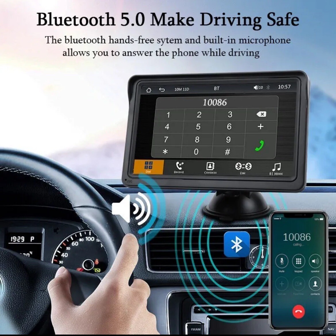 Hippcron CarPlay Android Auto Car Radio Multimedia Video Player 7inch Portable