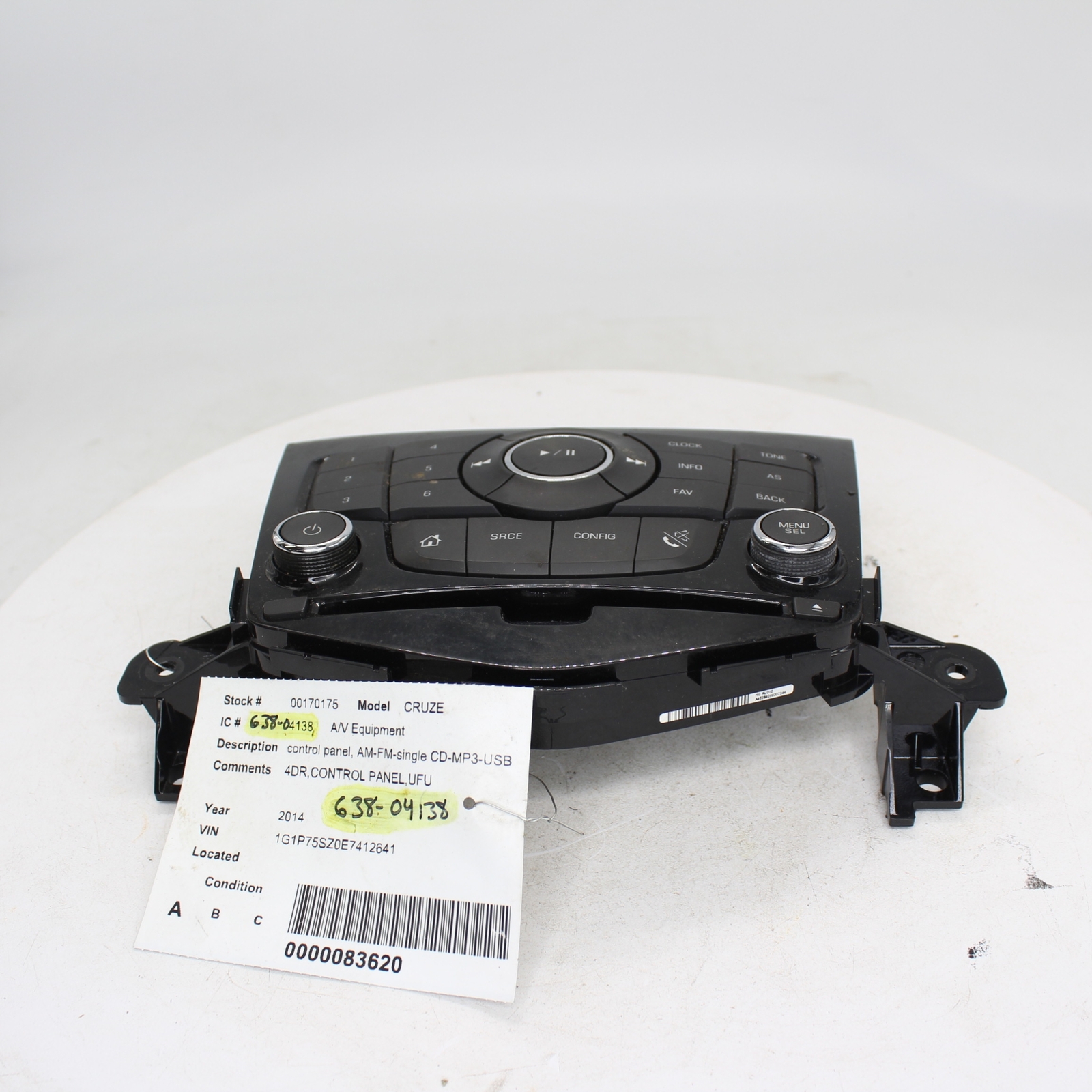 2014 Chevrolet Cruze Control Panel Part Number – 638-04138