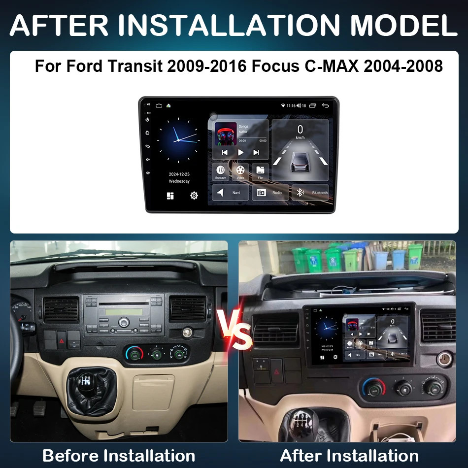 For Ford Focus C-MAX 2004-2008 Android Carplay Car Radio Multimedia Stereo GPS