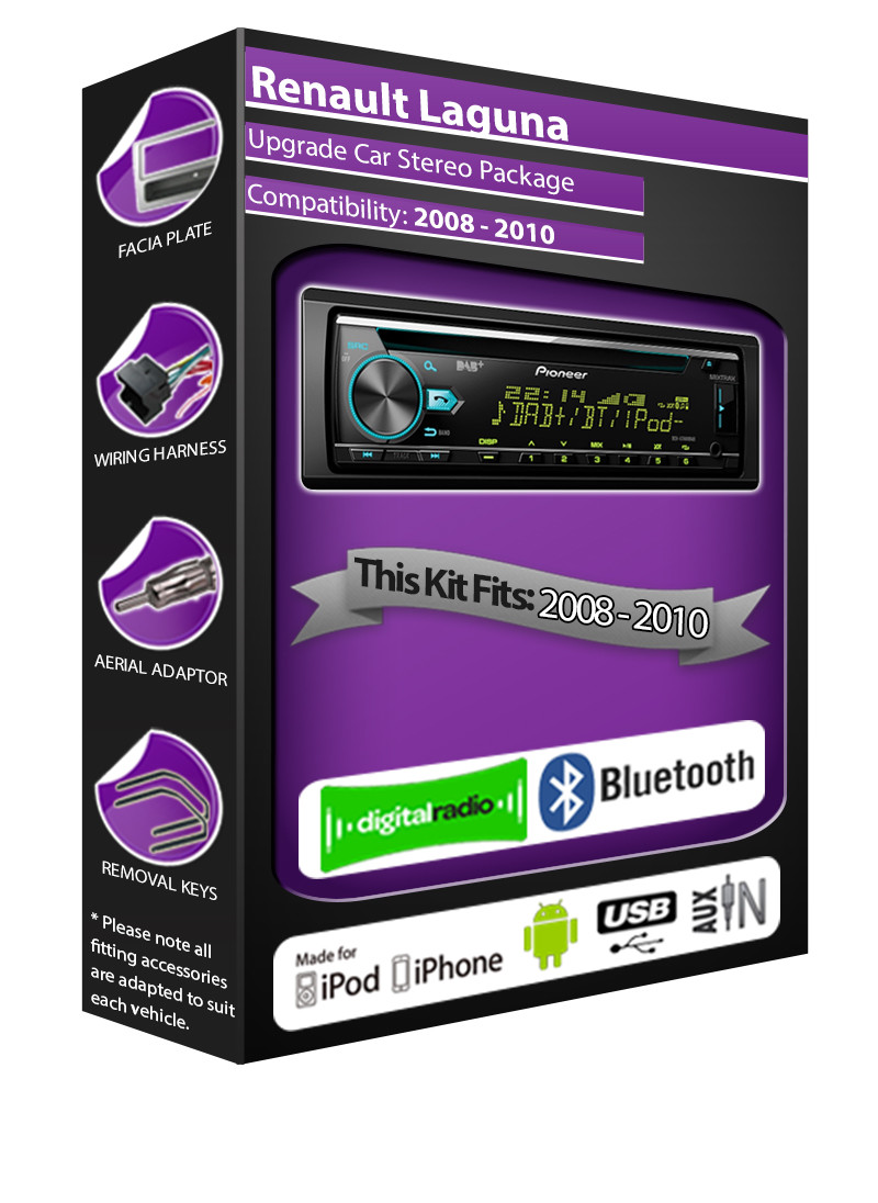 Renault Laguna DAB radio, Pioneer car stereoCD USB input player, Bluetooth kit