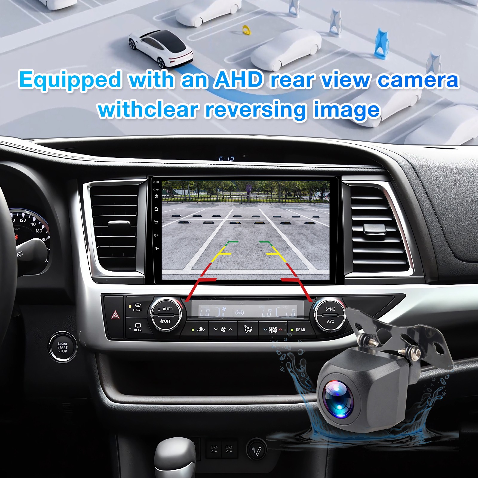 For 2014-2019 Toyota Highlander Carplay 10″ Car Stereo Radio Android 13 GPS NAVI