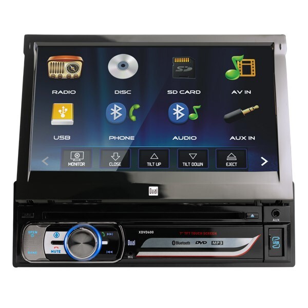 Dual XDVD600 7″ Flip-Up Single DIN CD/DVD Bluetooth AM/FM Radio Car Stereo