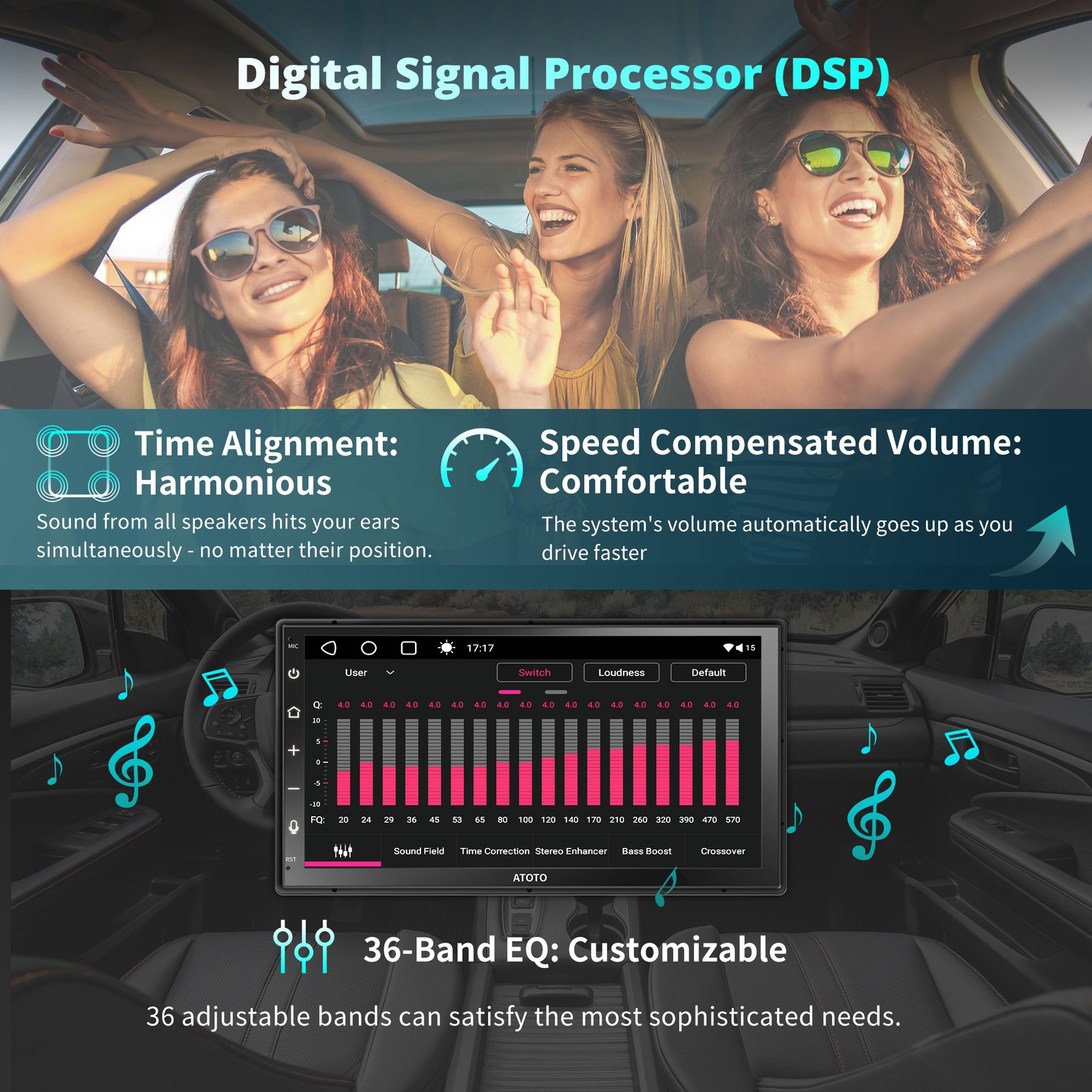 7“ QLED 2DIN Android GenAI 4+64G Car Stereo GPS Head Unit 4G LTE Dual Bluetooth