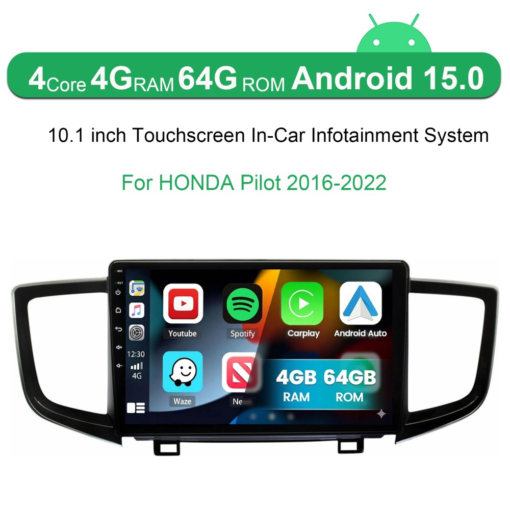 For HONDA Pilot 2016-2022 Car Stereo Radio Apple Carplay Android 15 4+64GB
