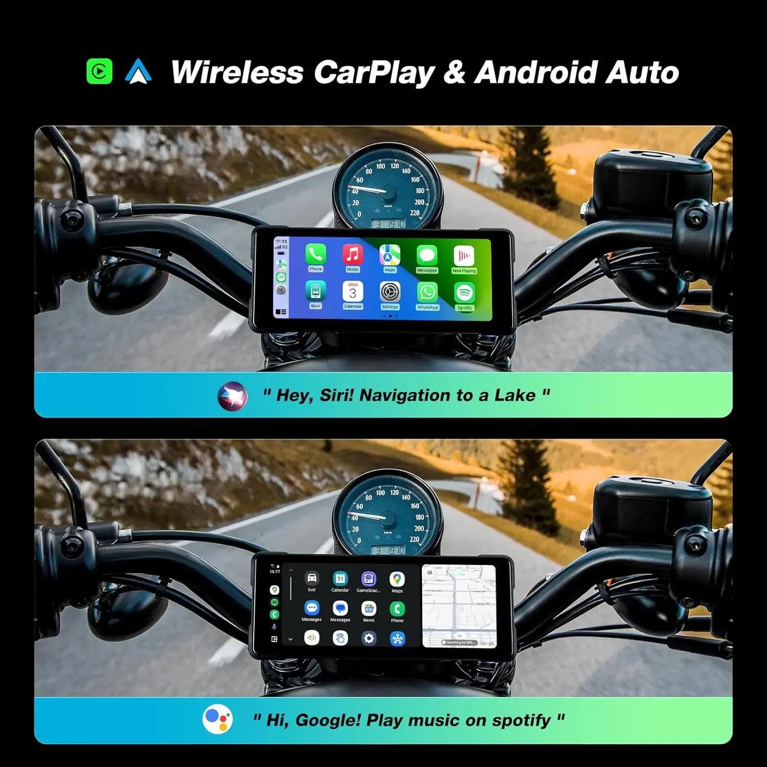 Portable 6.86 inch Motorcycle DVR GPS Navigation 2K Camera Wireless Android