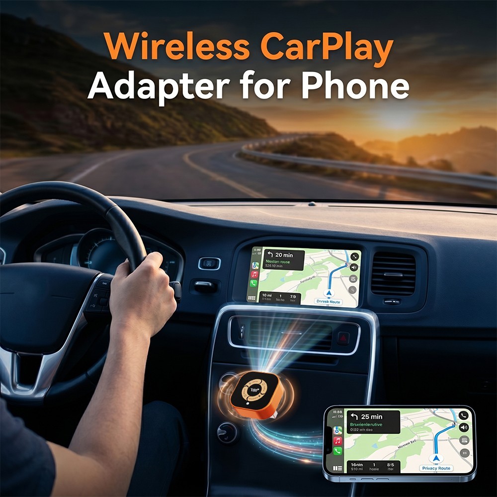 4 in 1 Wireless CarPlay Adapter for Apple iPhone/Android Auto/AirPlay/Miracast