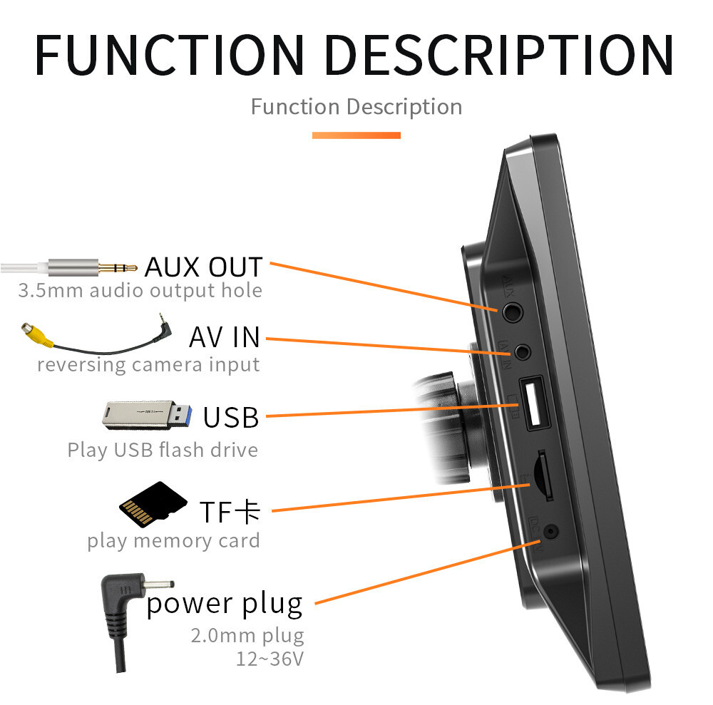 Car Radio MP5 Player For Apple CarPlay Bluetooth Mirror Link Built-in Speaker