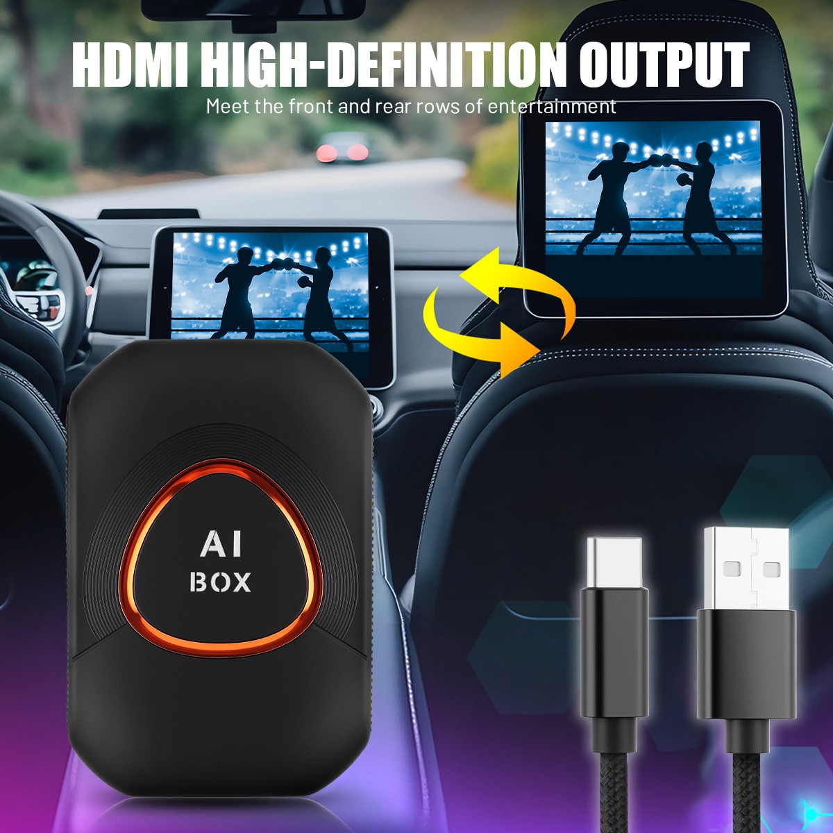 4-in-1 Wireless CarPlay AI box Android Auto Adapter Converter w/ Netflix YouTube