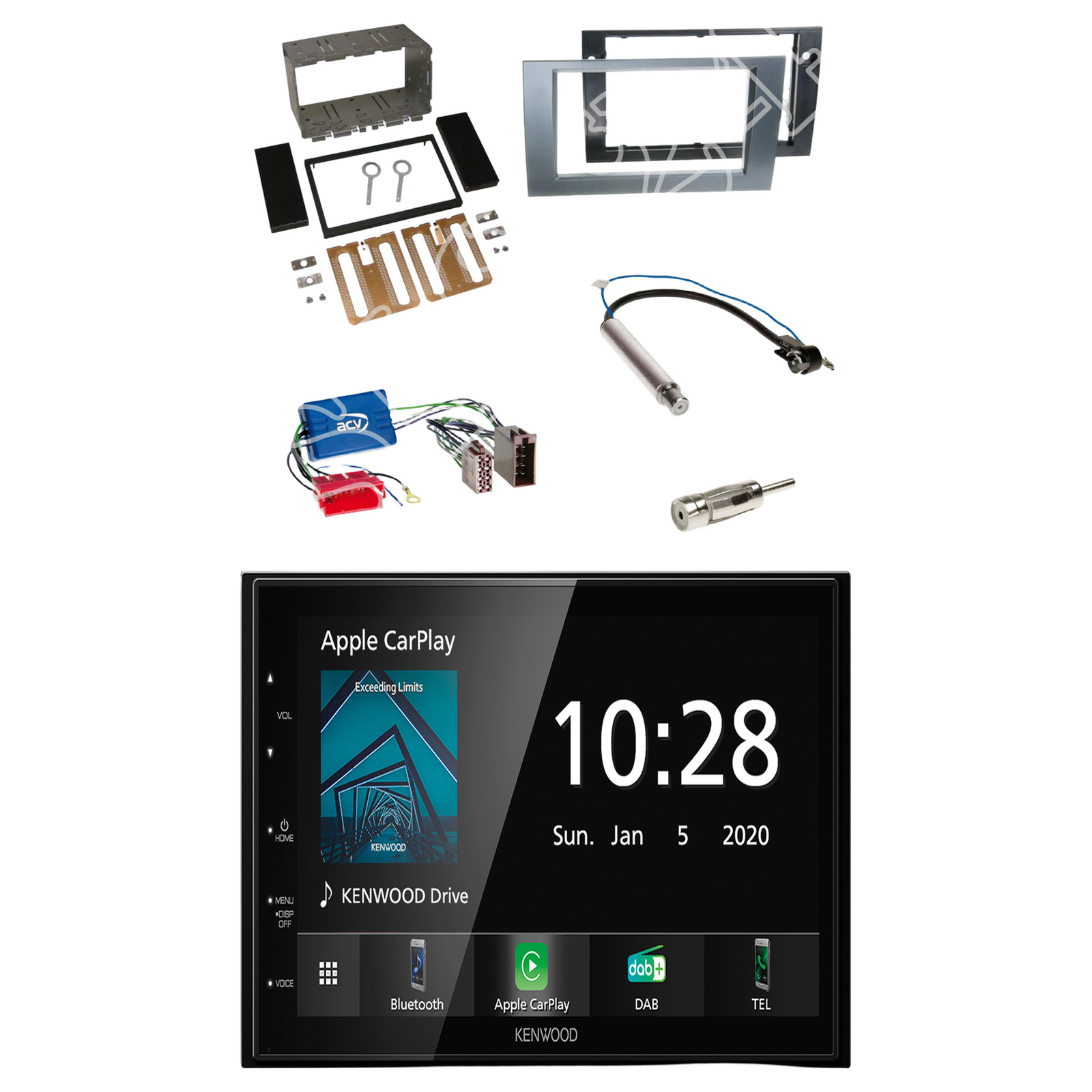 Kenwood DMX5020DABS Radio DAB Bluetooth with installation kit for Audi A4 B6 (8E)