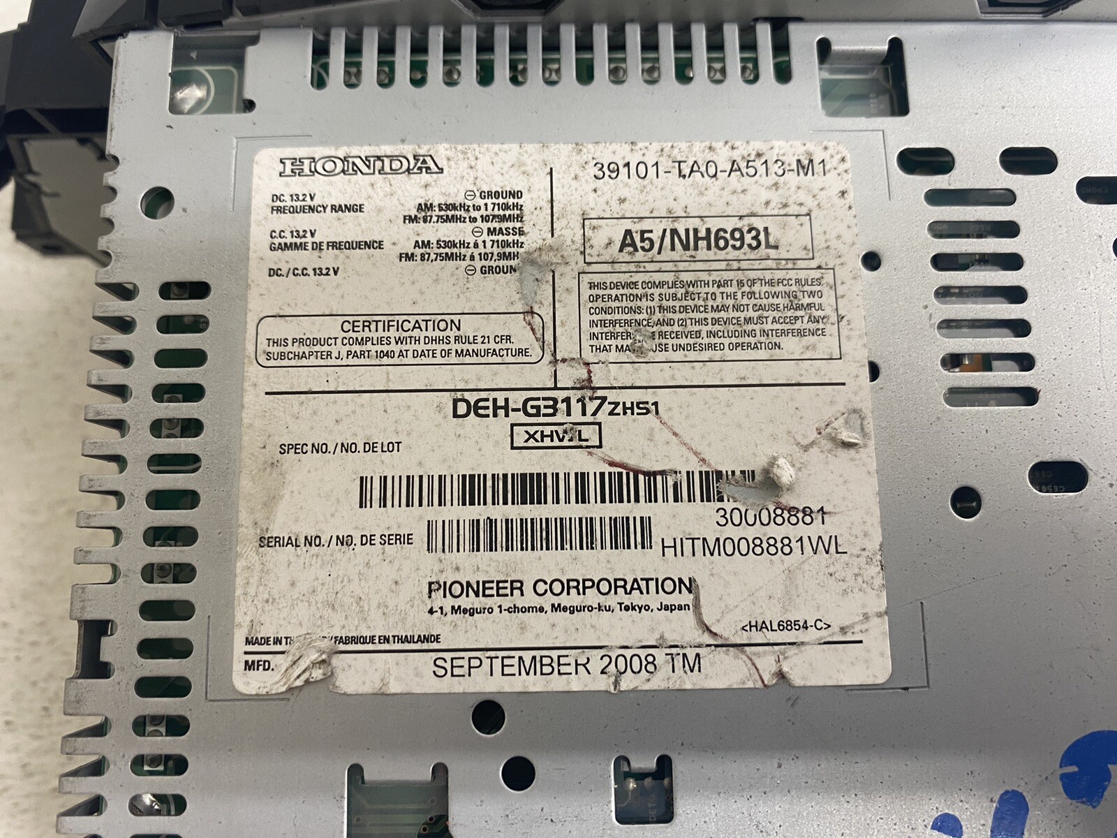 2008-2010 Honda Accord EX SED 3.5 Radio Stereo Disc CD Player 39101-TA0-A513-M1