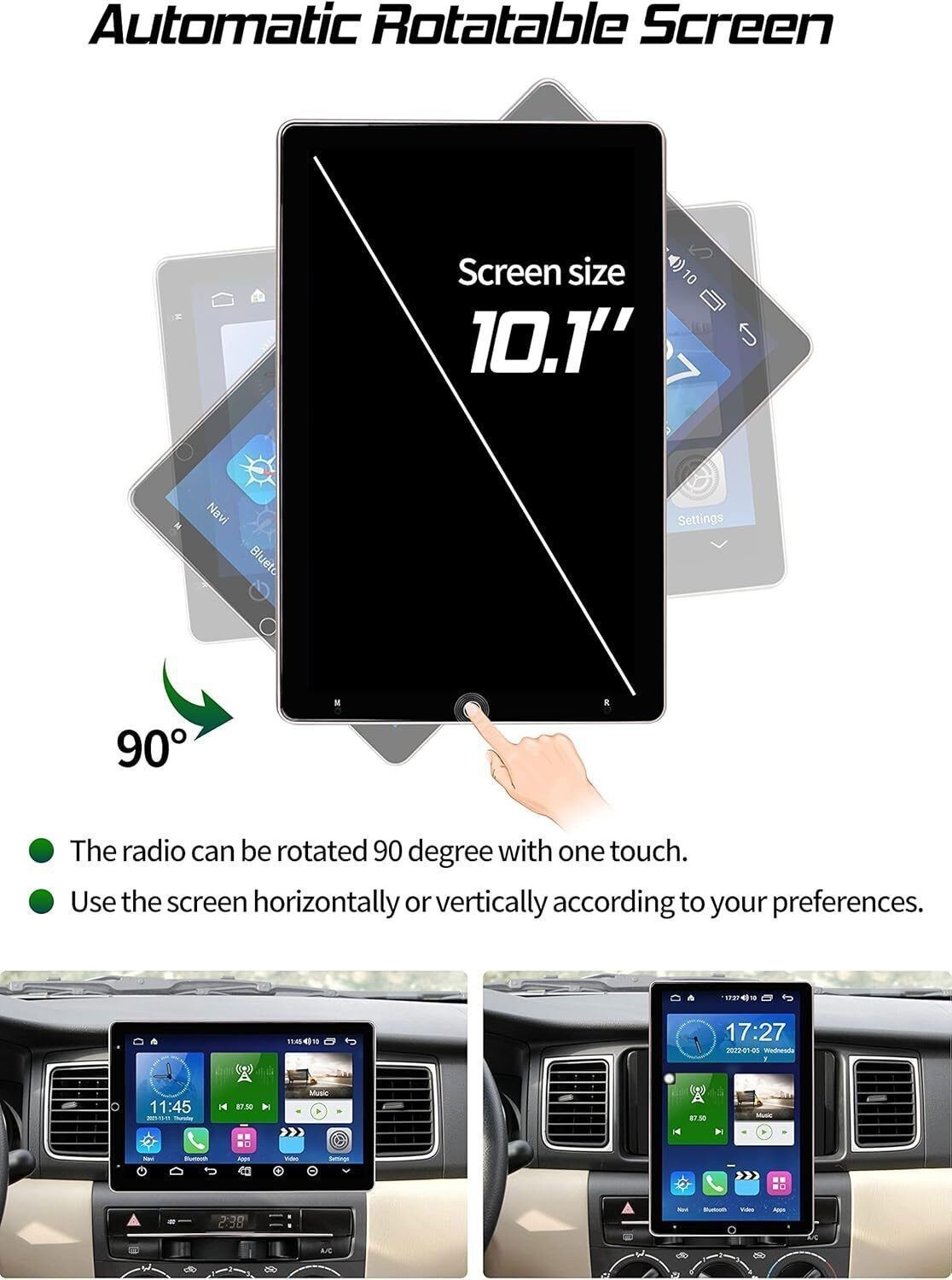 For 1997-2004 Ford F150 Double Din Radio Rotated Android 14 Stereo CarPlay GPS
