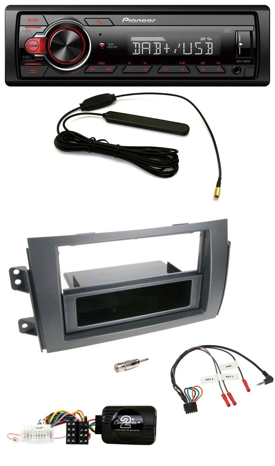 Pioneer MP3 DAB 1DIN Steering Wheel USB Car Stereo for Fiat Sedici Suzuki SX4