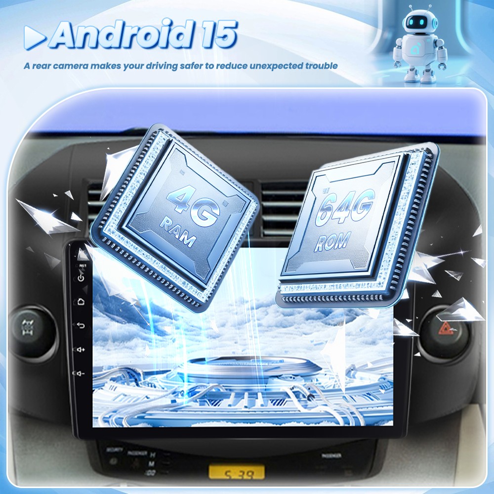 For 2007-2011 Toyota RAV4 Apple Carplay Car Stereo Radio GPS Android 15 4+64GB