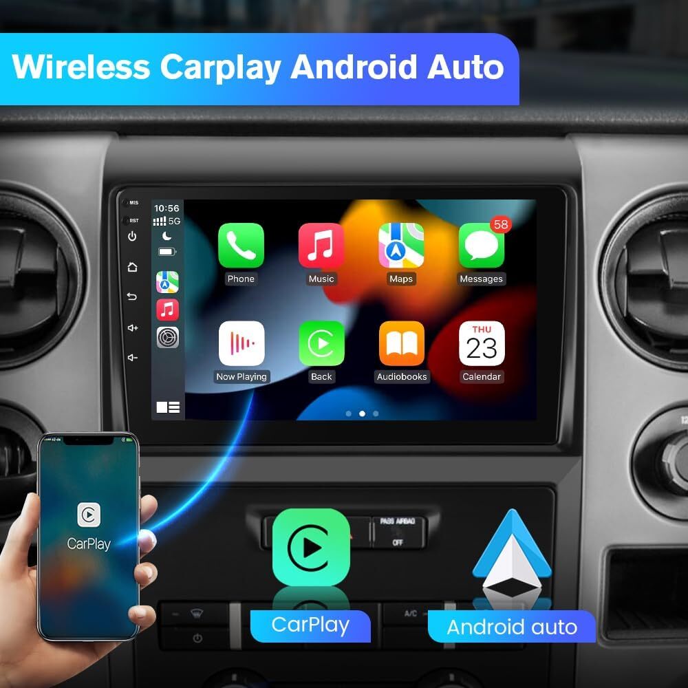 Car Stereo for Ford F-150 2009–2012 Wireless CarPlay/Android Auto, GPS/WiFi/SWC