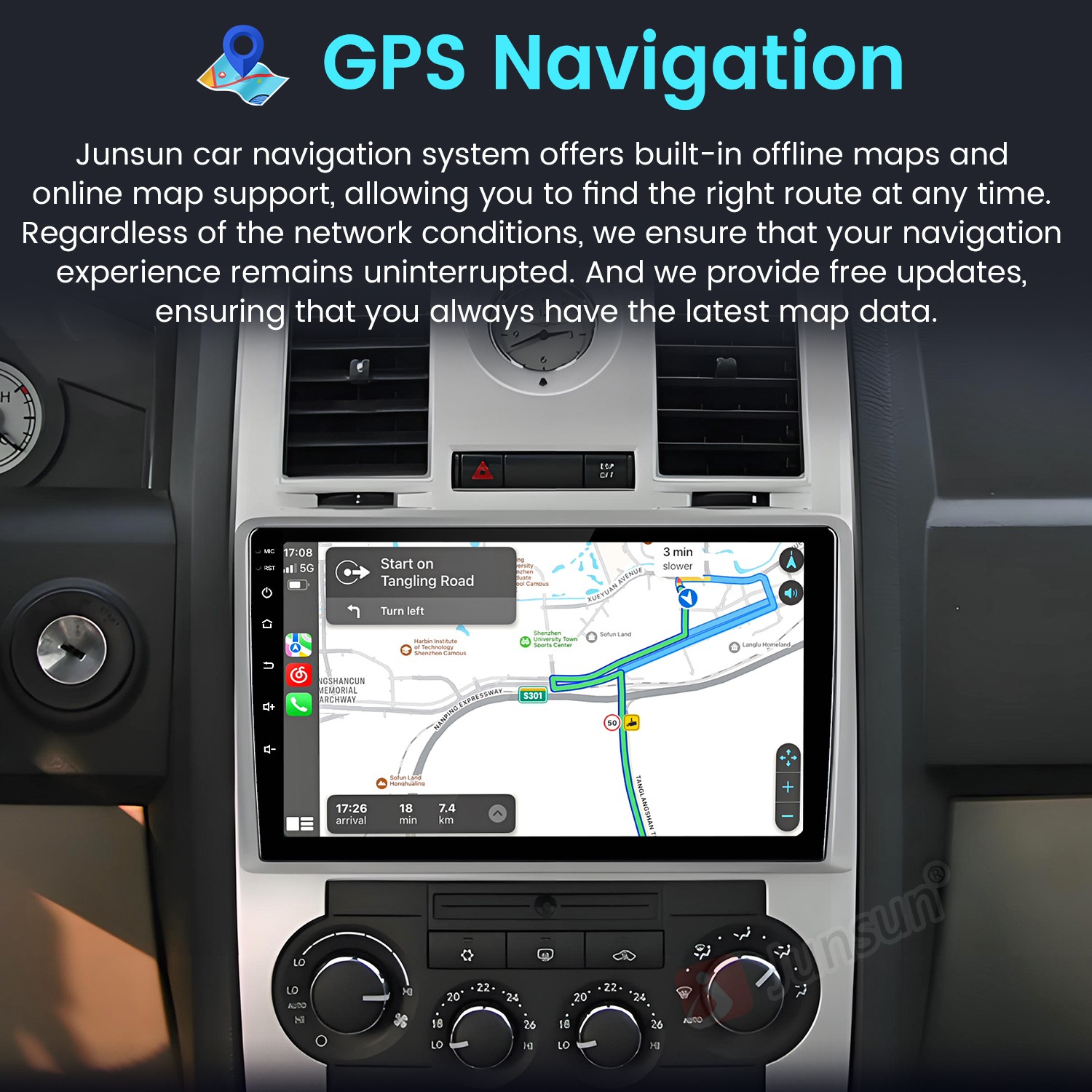 For Chrysler 300C 2004-2007 9″Android 14 Carplay 4+64G Car Stereo Radio GPS Navi